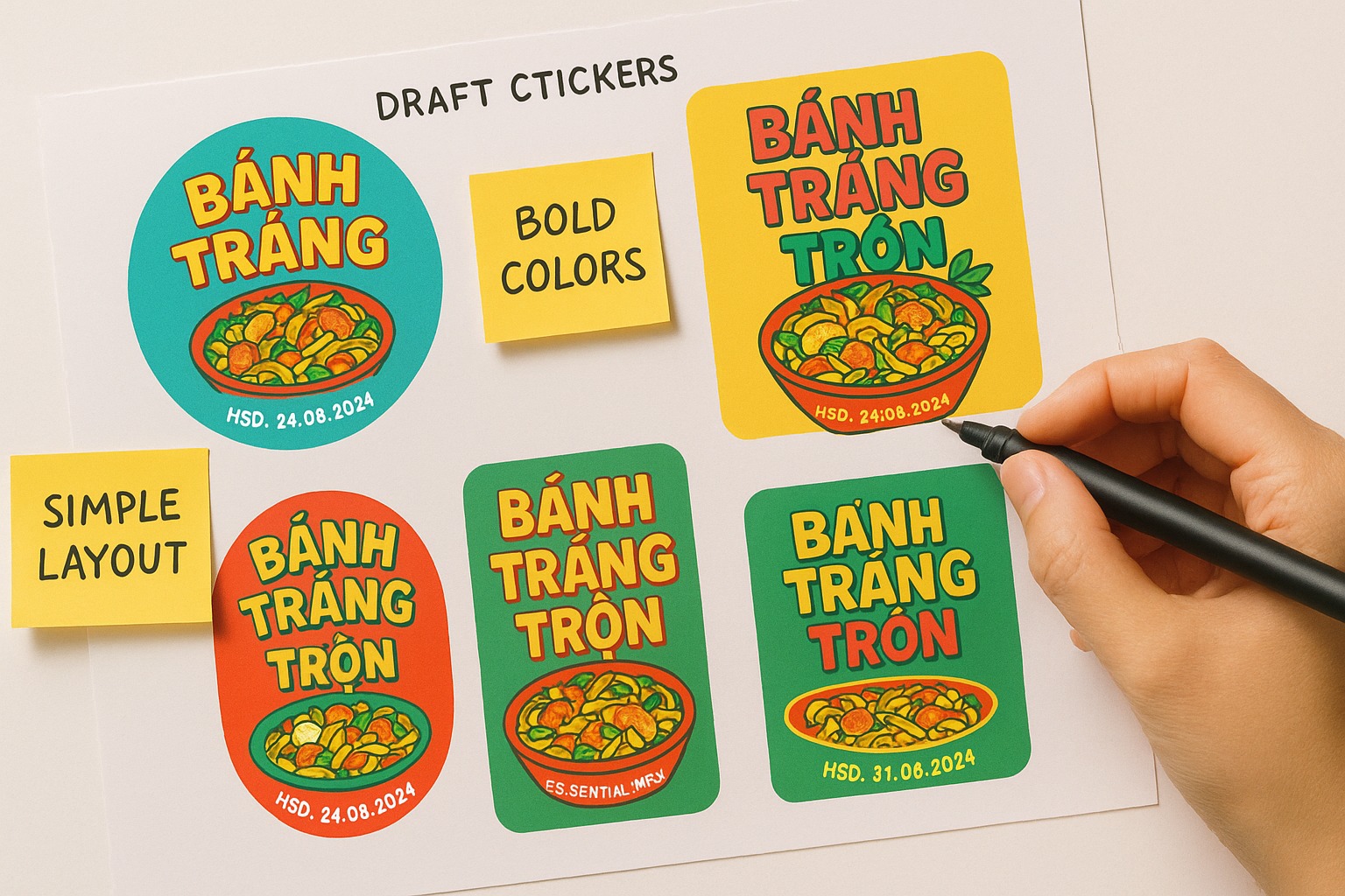 Mẹo Thiết Kế Tem Nhãn Bánh Tráng Trộn Đẹp và Hiệu Quả