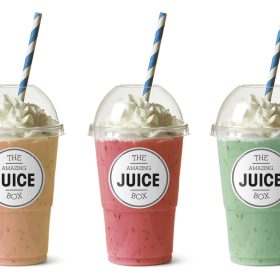 Tem dãn nhán lên ly nước ép, trà sữa