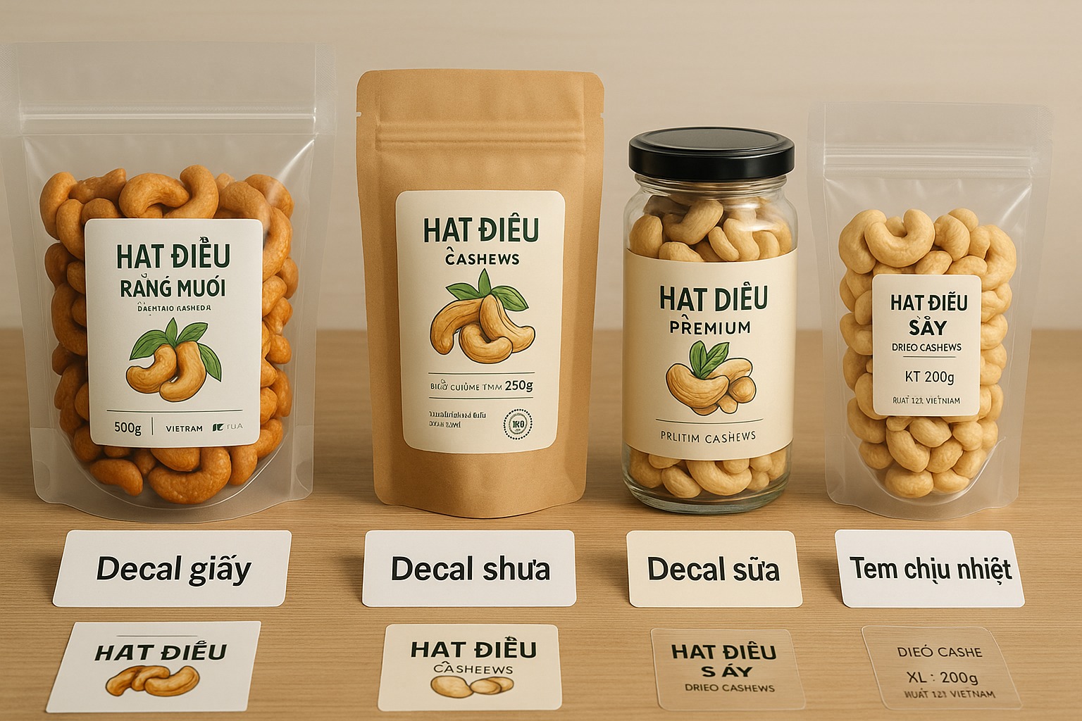 Chất Liệu Tem Hạt Điều Phù Hợp Từng Bao Bì