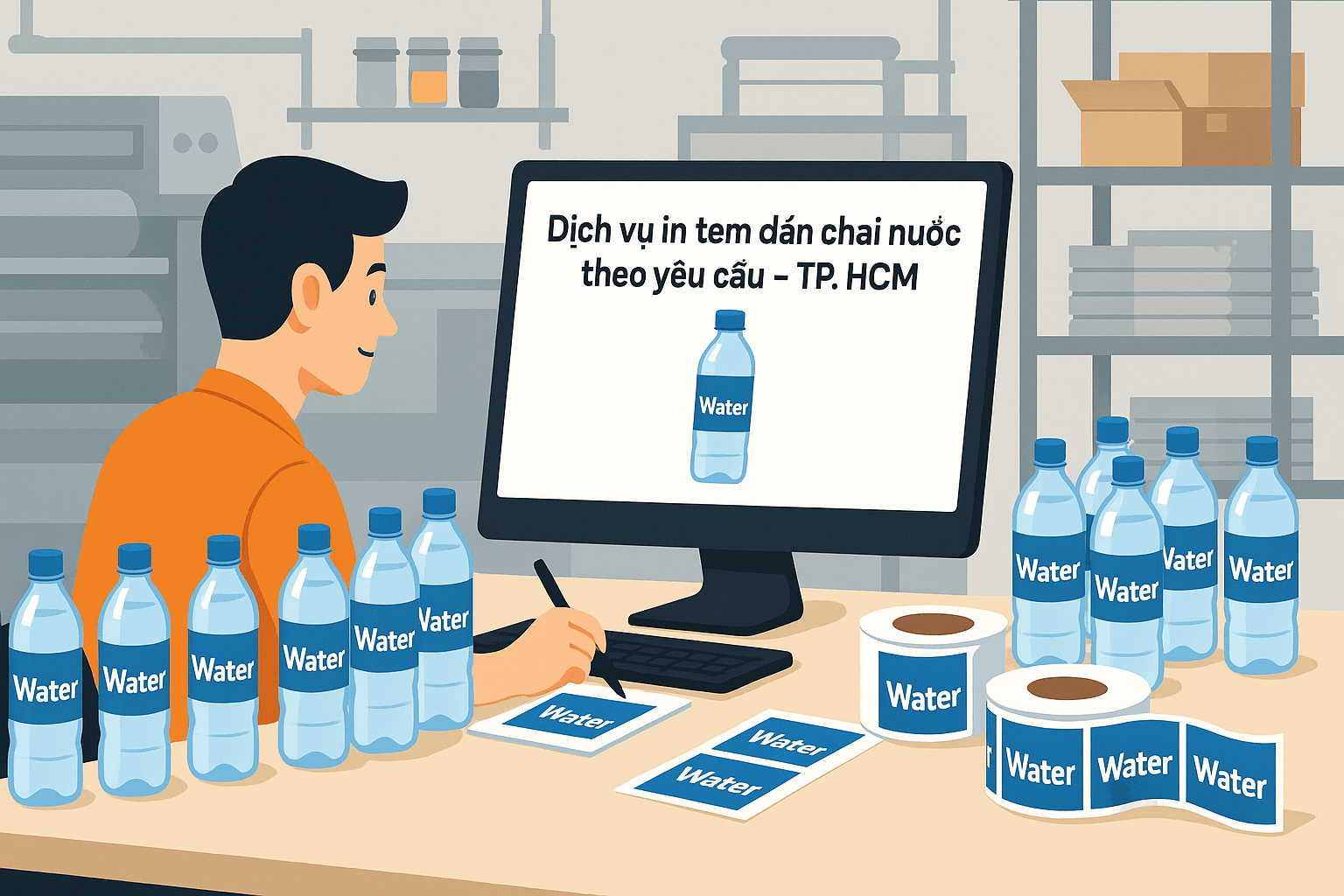In Hộp Giấy DZ - Xưởng in tem nhãn dán chai nước theo yêu cầu (Hình minh họa)