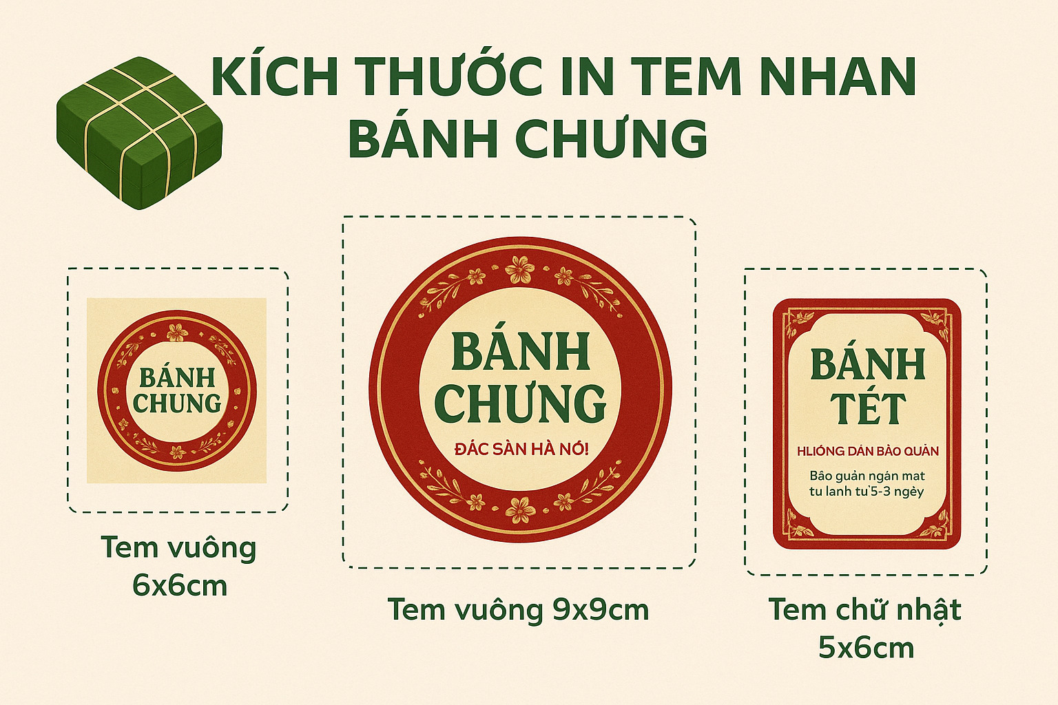 In tem nhãn dán bánh chưng, bánh tét theo yêu cầu - In Hộp Giấy DZ.vn