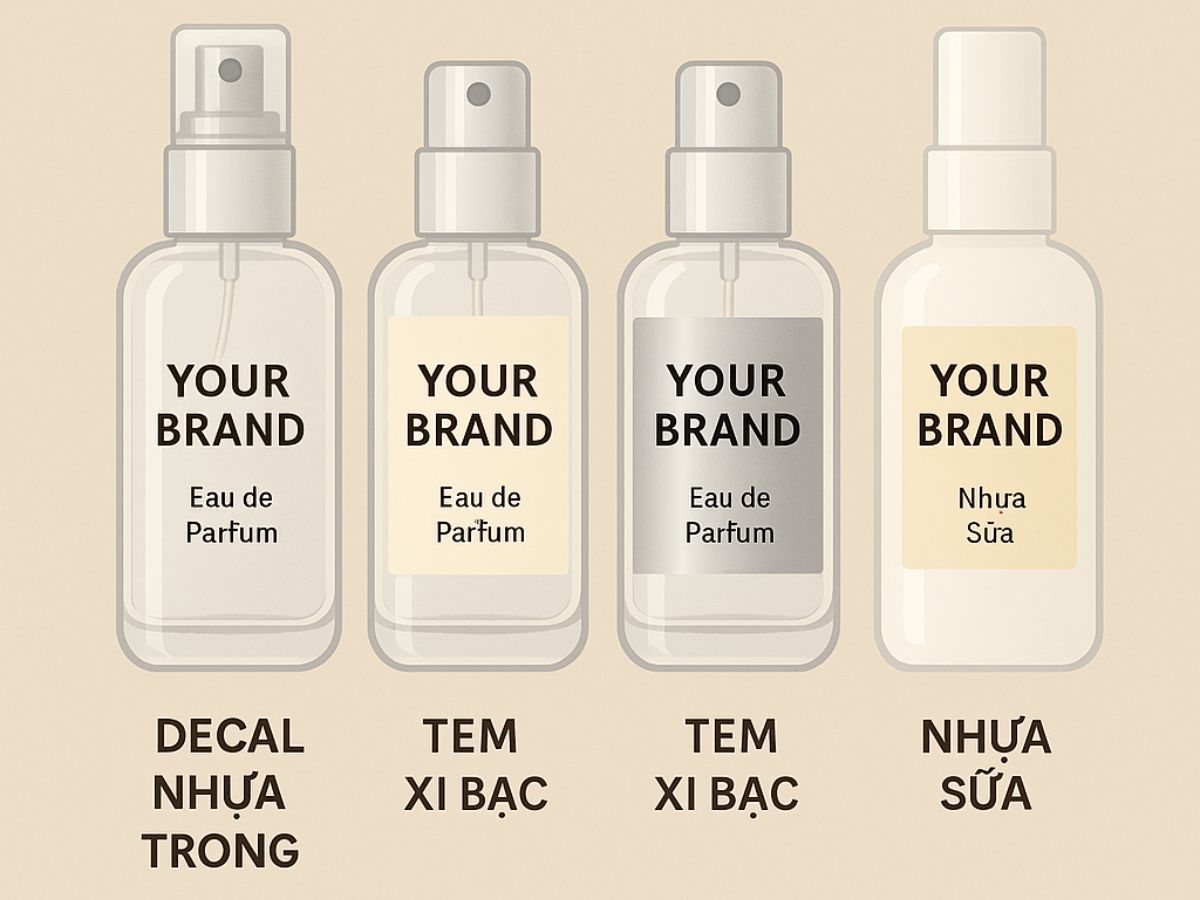 Chất liệu in tem nhãn dán chai nước hoa chiết