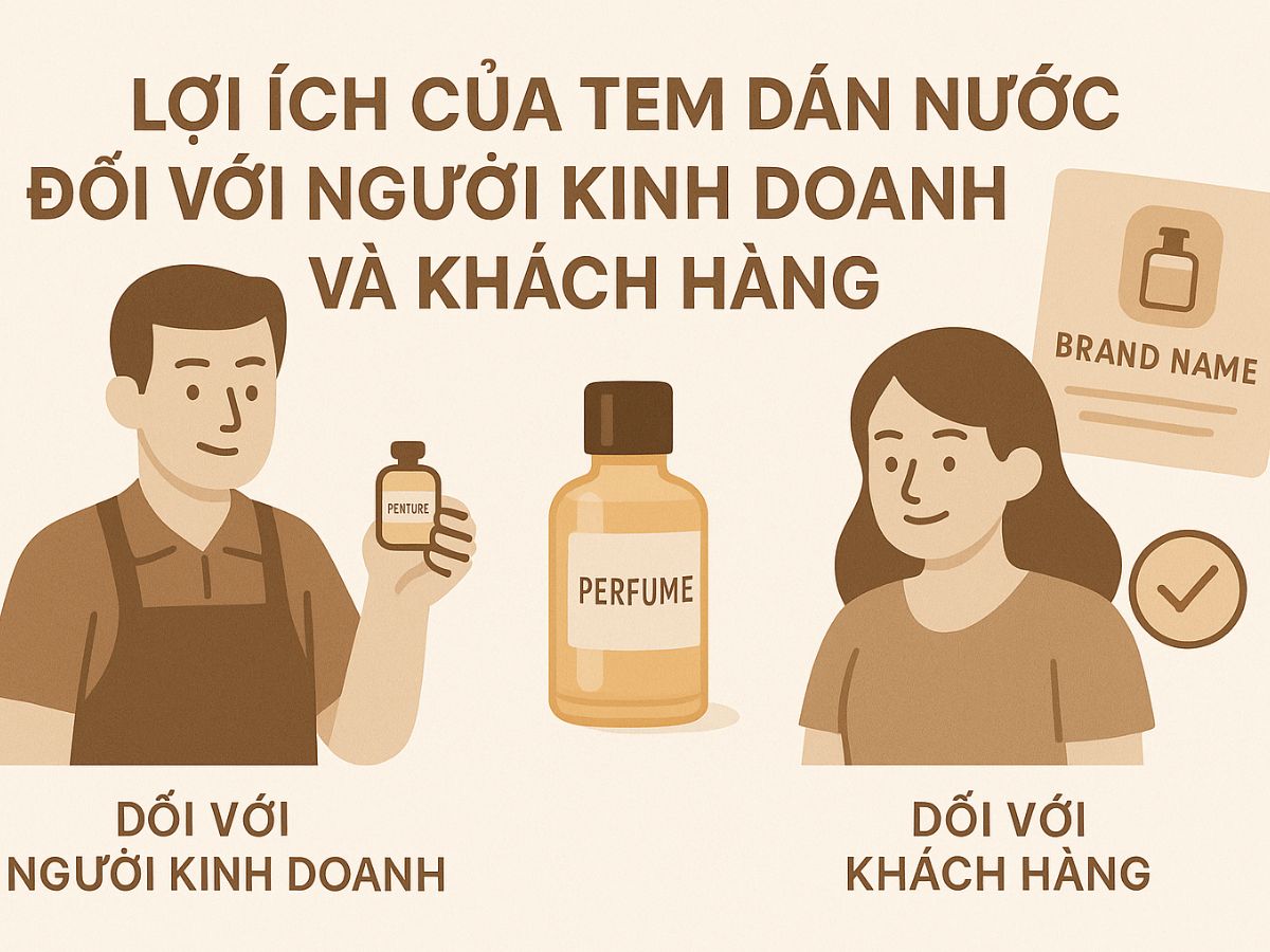 Ưu điểm khi in tem nhãn nước hoa cho người bán và người mua