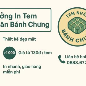 Xưởng in tem dán bánh chưng, bánh tét giá rẻ tại In Hộp Giấy DZ