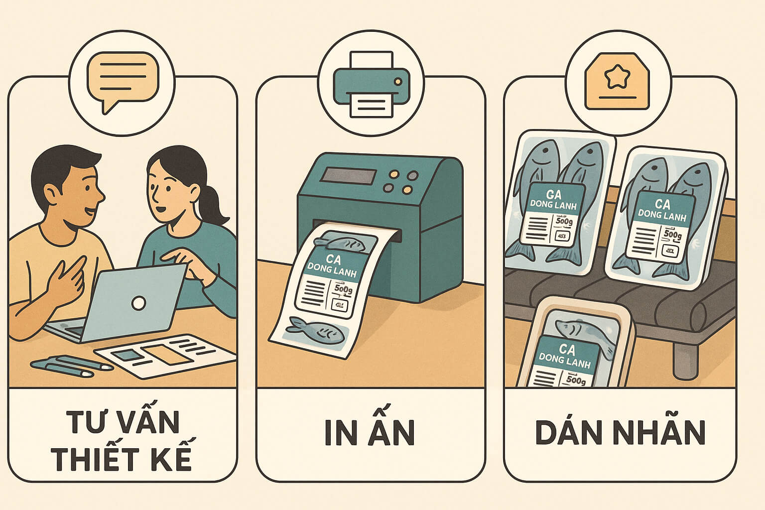 Địa chỉ chuyên in tem nhãn đông lạnh, tem sản phẩm hàng đông lạnh giá tốt từ 200đ/tem tại HCM