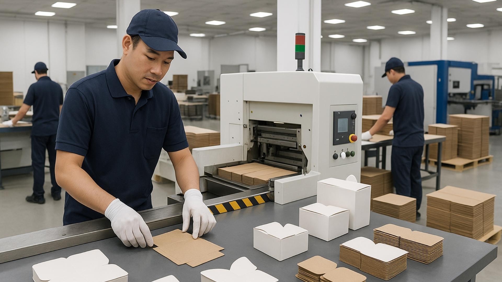 Quy trình sản xuất hộp cánh bướm tại In Hộp Giấy DZ.vn 