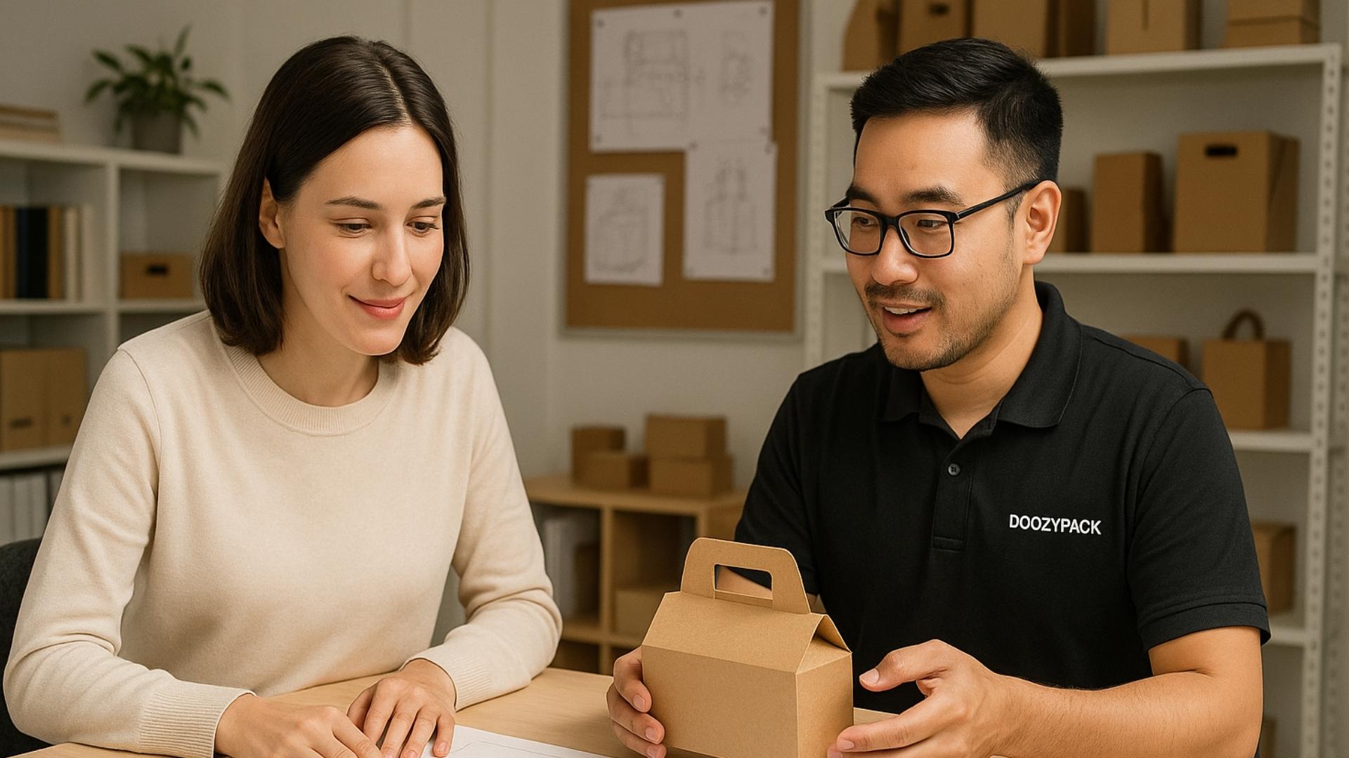 Quy trình làm hộp quai xách tại In Hộp Giấy DZ - Hình minh hoạ